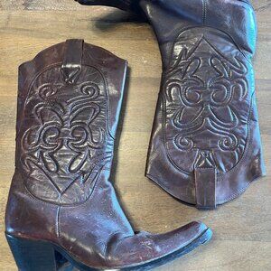 Penny Loves Kenny HIGH NOON Brown Leather Cowboy Boots Womens Size 8 M